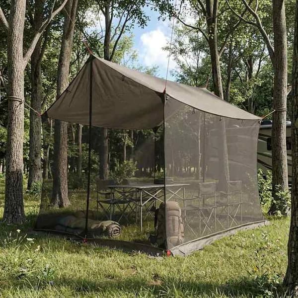 Maison Exclusive - Camping tarp med netvægge Brun Grå
