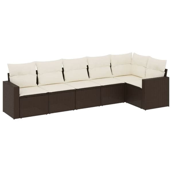 Maison Exclusive - Trädgårdsmöbler med kuddar 6 delar brun flätad resin