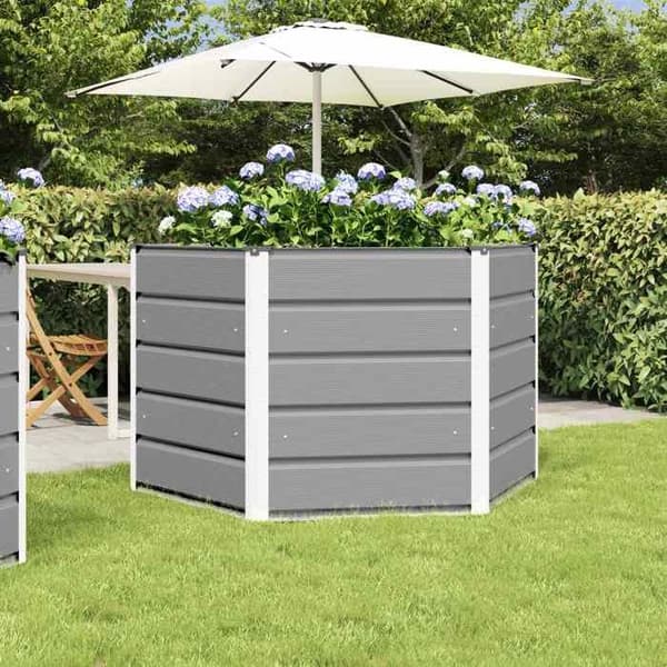 Jardinière - MAISON EXCLUSIVE - 129 x 129 x 75 cm - Stål - Hexagonal - Lys grå Ljusgrått