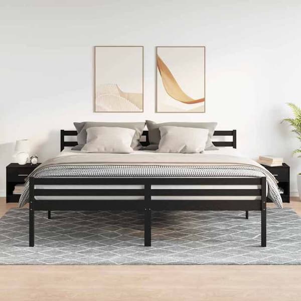 Maison Exclusive - Natborde 2 stk med skuffe Sort 39x28x41 cm