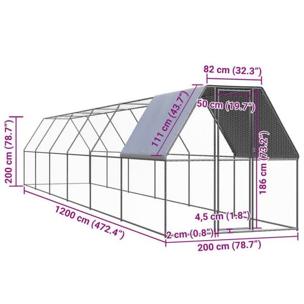 Maison Exclusive - Utomhus hönshus 2x12x2 m Galvaniserat stål