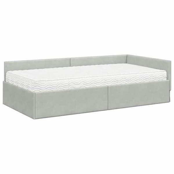 Maison Exclusive - Kulmasänky 2 osaa vaaleanharmaa 80 x 200 cm Ljusgrått