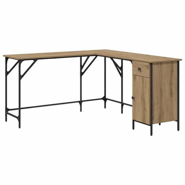 Maison Exclusive - Kontor i håndlavet egetræ, ingeniørtræ 141 x 141 x 75 cm