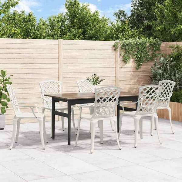 Maison Exclusive - Trädgårdsstolar set om 6 i vit aluminiumgjutning