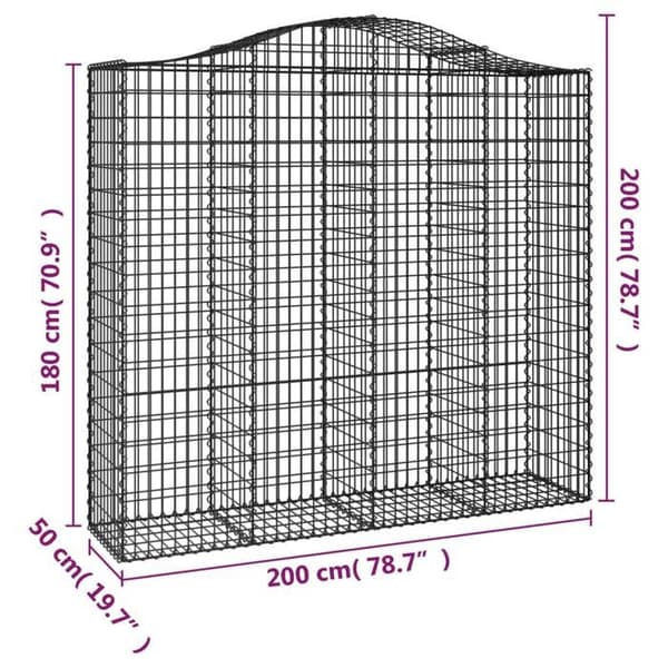 Maison Exclusive - Båge av gabionkorgar 200x50x180/200 cm Galvaniserat järn silver-