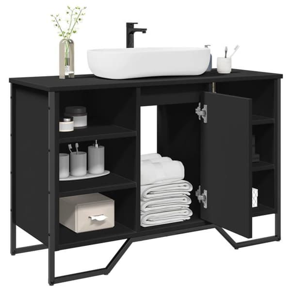 Maison Exclusive - Sort badeværelsesskab med vask 91x35x60 cm