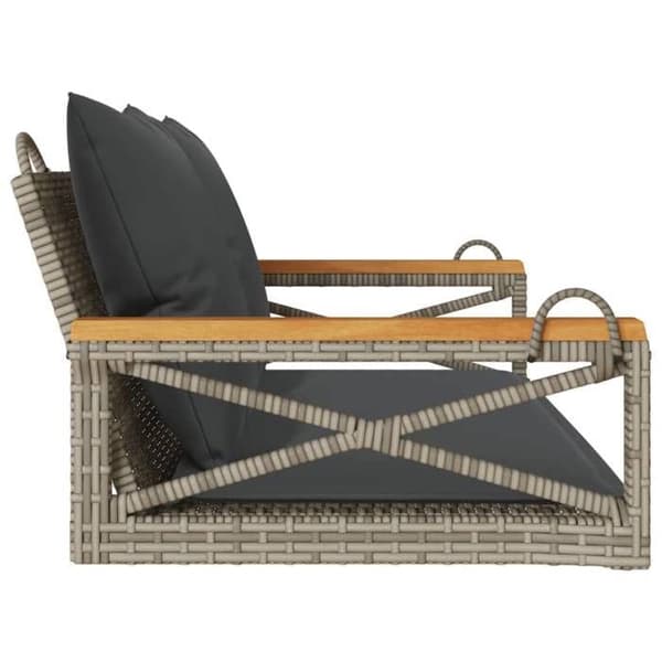 Maison Exclusive - Balanssoffa med grå kuddar 109x62x40 cm flätad resin grå