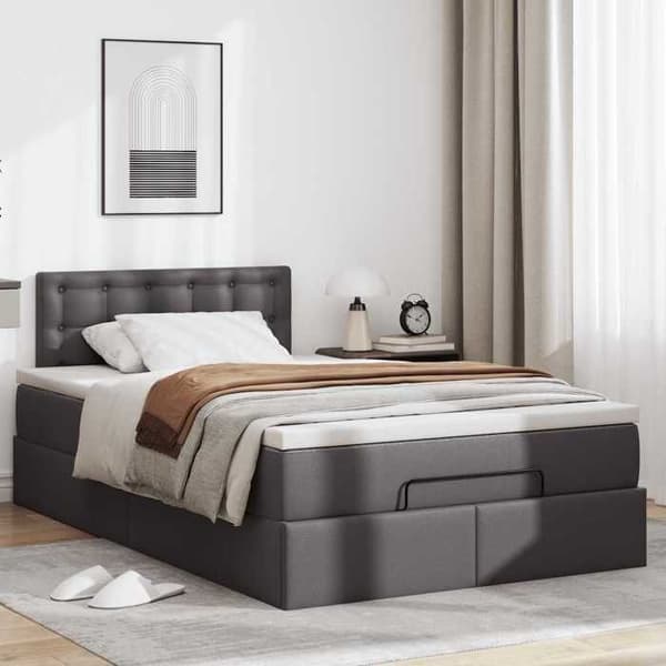 Sängsoffa - Maison Exclusive - 120x190 cm - Grå konstläder - Förvaring & LED grå