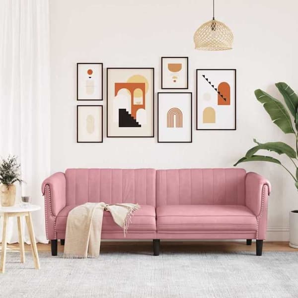 Maison Exclusive - 3-paikkainen vaaleanpunainen samettisohva