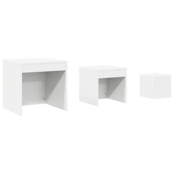 Maison Exclusive - 3-delad set med stapelbara bord i vit agglomerat