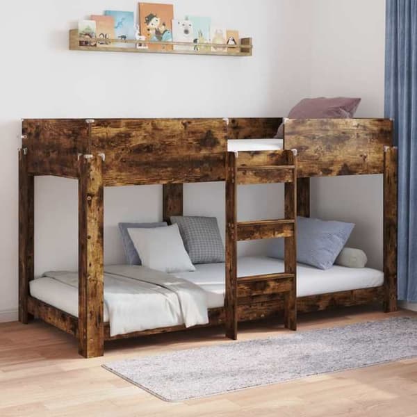 Maison Exclusive - Bunk säng för barn i rökig ek 80 x 200 cm