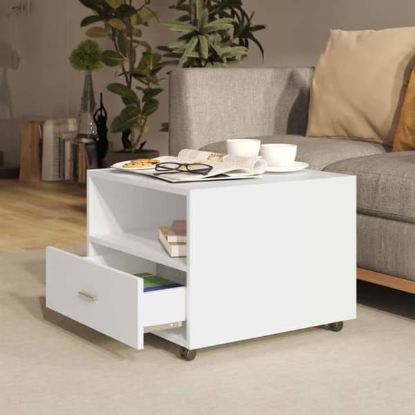 Maison Exclusive - Låg bord vit 55x55x40 cm ingenjörsträ Vit