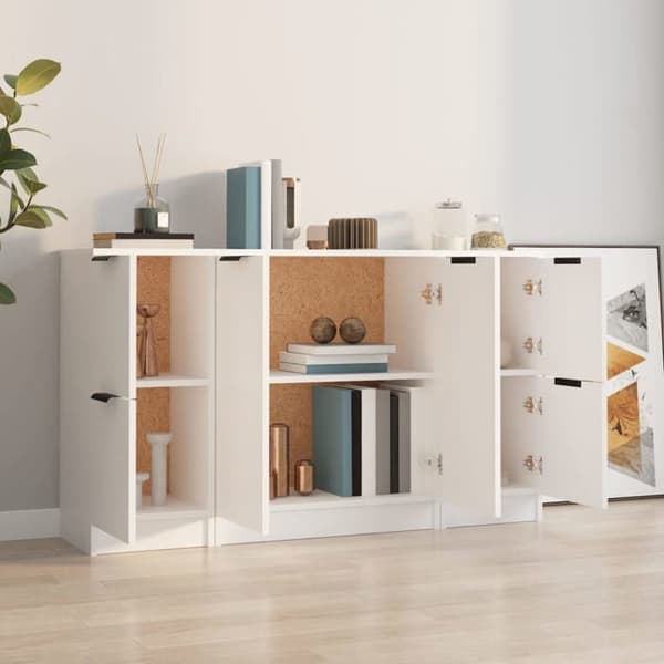 Maison Exclusive - 3 stk. Buffet Hvid Ingeniørtræ Vit