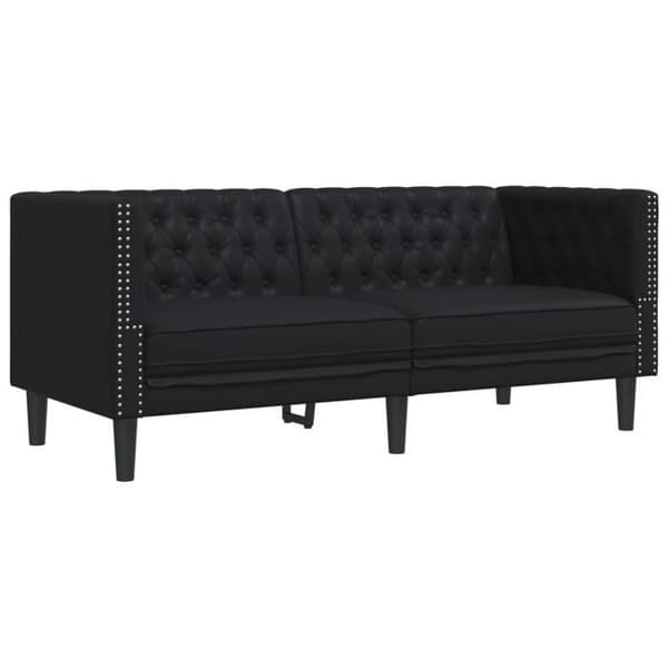 Maison Exclusive - Chesterfield sofa sæt 3 stk sort kunstlæder