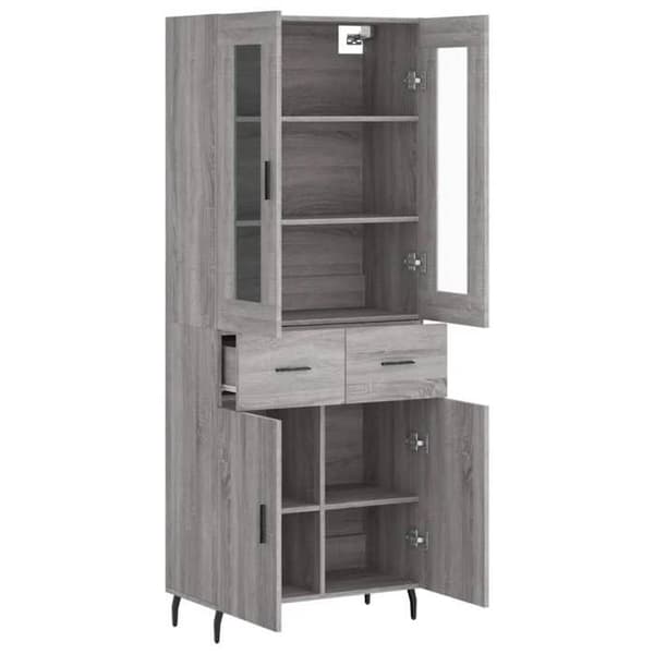 Maison Exclusive - Buffé hög Sonoma grå 69,5x34x180 cm Ingenjörsträ