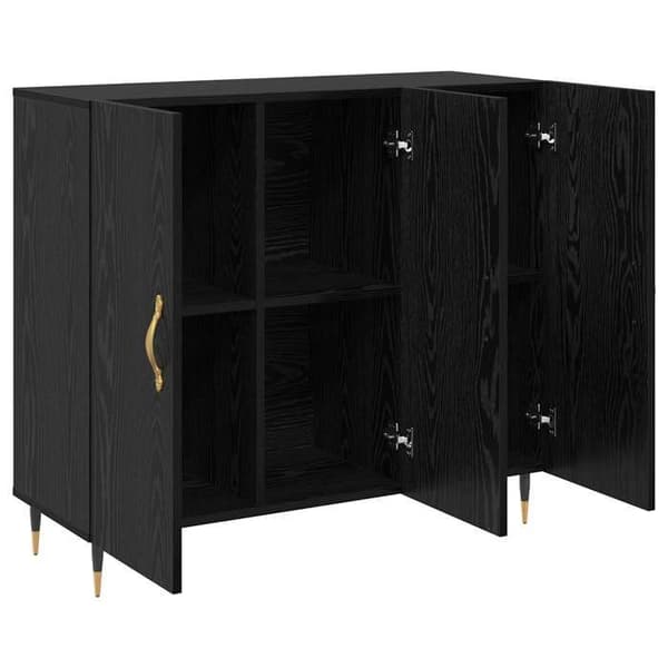 Maison Exclusive - Buffet Sort egetræ 90 x 34 x 80 cm Ingeniørtræ svart ek