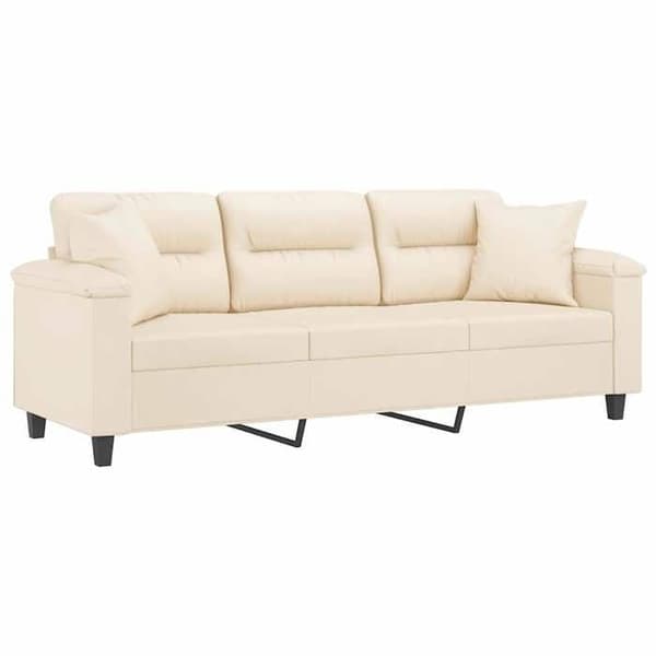 Maison Exclusive - Soffa 3 platser med beige kuddar 180 cm mikrofiber tyg beige