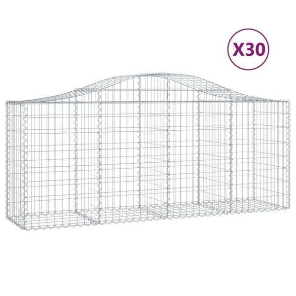 Gabionkorgar - välvda - galvaniserade - tråd 3,5 mm - 200×50×80/100 cm (30-pack) silver-