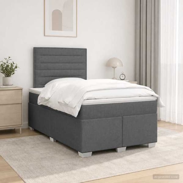 Maison Exclusive - Boxspring säng med madrass Mörkgrå 120 x 200 cm Tyg Mörkgrå