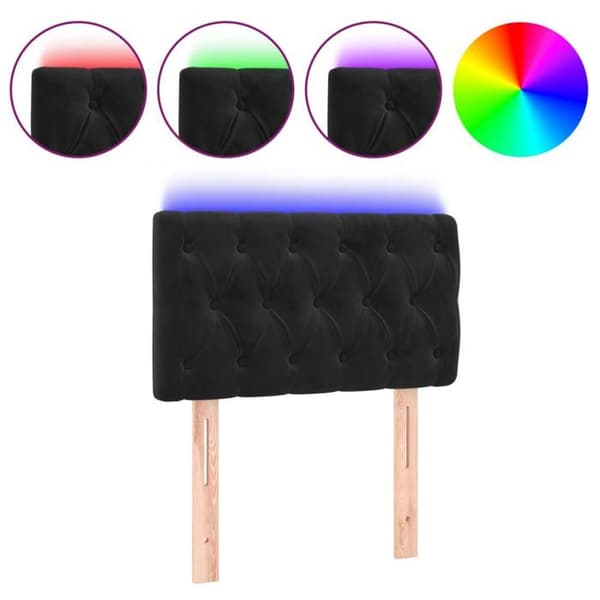 Maison Exclusive - LED Hovedgærde Sort 80x7x78/88 cm Velour Svart