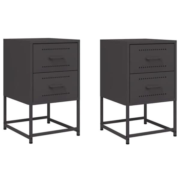 Nattabeller - EKSKLUSIV HUS - 2 stykker - Sort - Robust stål - 36 x 39 x 60,5 cm Svart