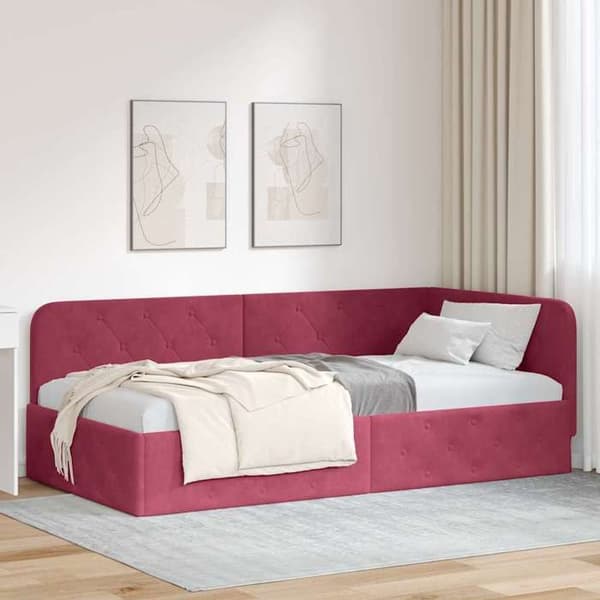 Maison Exclusive - Hörnsängram Bordeaux 100 x 200 cm Sammet