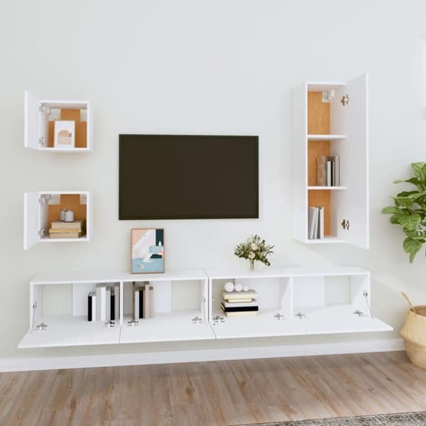 TV-möbel - Exklusivt hem - Vit - Ingenjörsträ - Väggdesign Vit