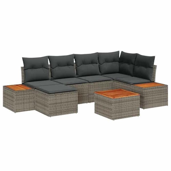 Maison Exclusive - 7-delars trädgårdsoff-set 6-sits Grå Grå