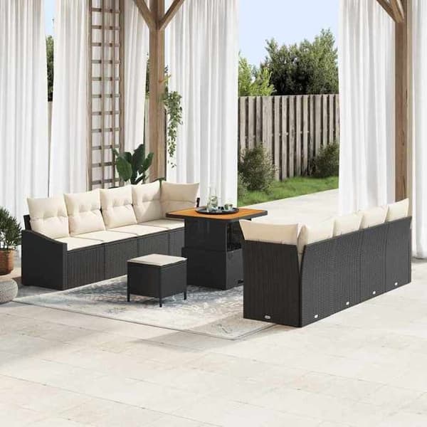 Maison Exclusive - 11-delars trädgårdsoffmöbelset 10-sits