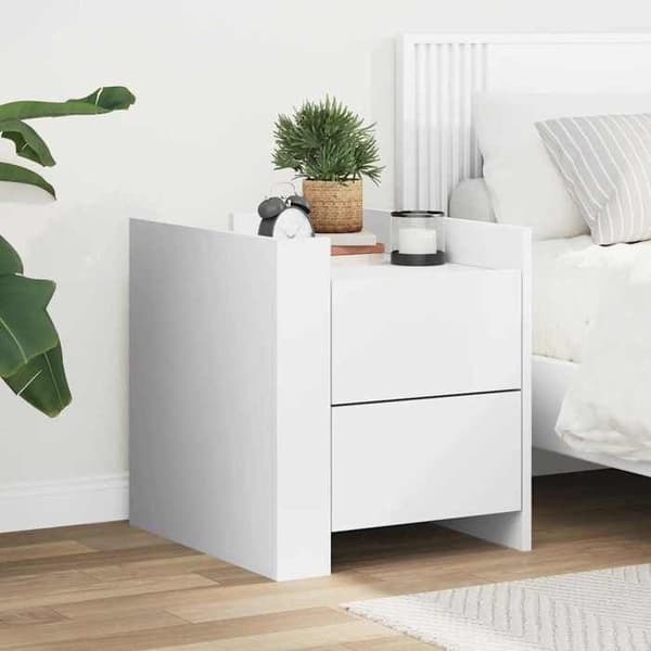 Maison Exclusive - Sängbord vit 45x50x50 cm ingenjörsträ