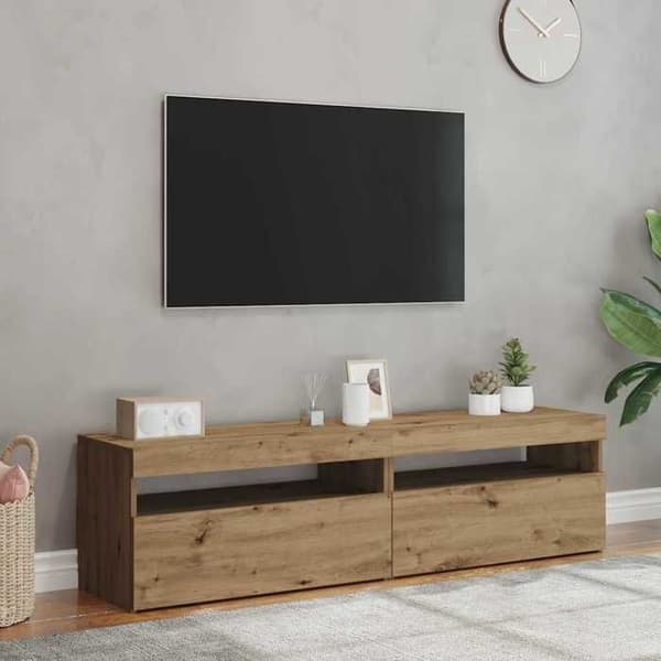 Maison Exclusive - TV-møbler med LED-lys 2 stk. egetræshåndværk