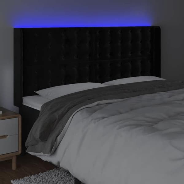 Maison Exclusive - LED-päätymustalla 203x16x118/128 cm sametilla Svart