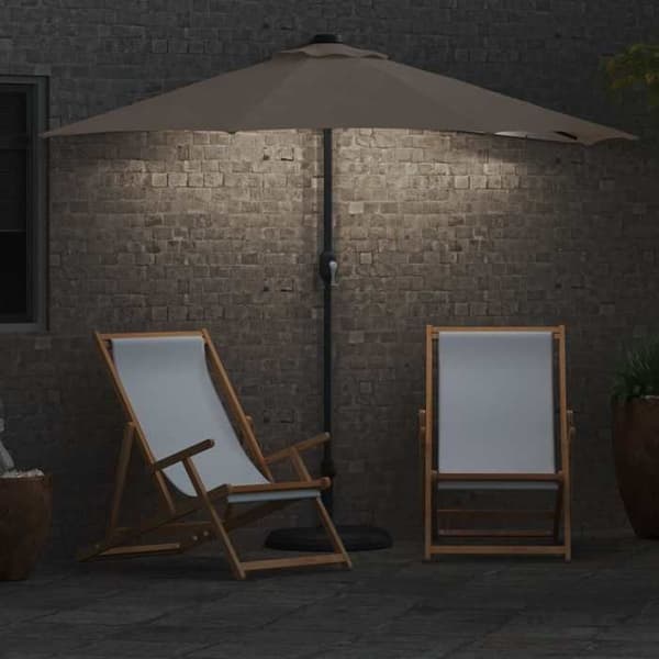 Trädgårdsparasol - MAISON EXCLUSIVE - 294 x 150 x 224 cm - Polyester & stål - Taupe - LED-belysning Mol