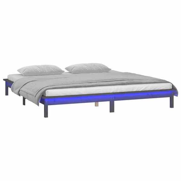 Maison Exclusive - LED-sengramme uden madras grå 140x190 cm massivt træ grå