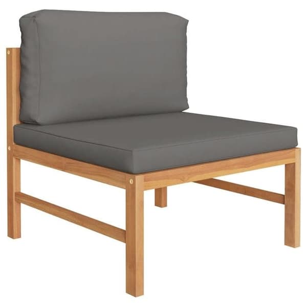 Maison Exclusive - Havegruppe 4 stk med grå puder Solid teaktræ