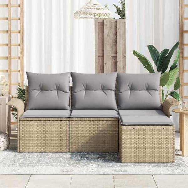 Maison Exclusive - Sofa Sæt 4 pc 4-Sæders Beige Polyrotin