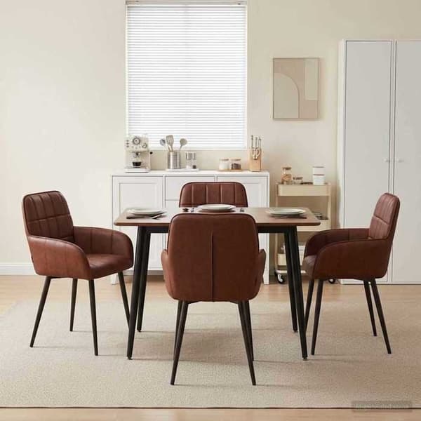 Maison Exclusive - Spisestuestole 4 stk Kunstlæder Brun Blank