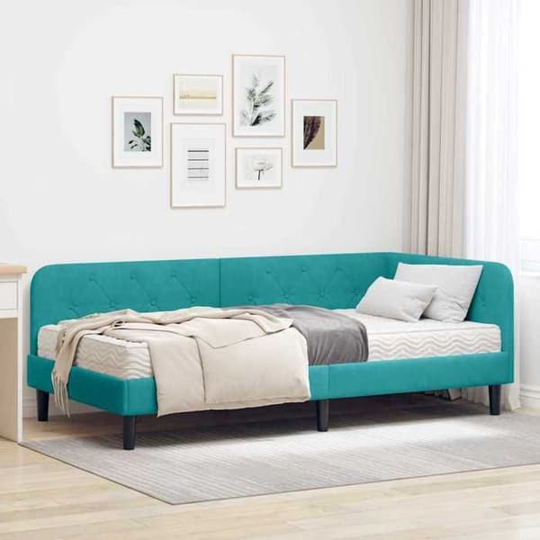 Maison Exclusive - Turquoise hörnsängram 90 x 200 cm Sammet Turkos