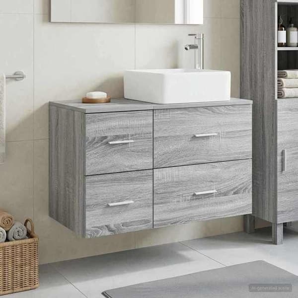 Maison Exclusive - Kylpyhuoneen kalustesarja 2 kpl Sonoma harmaa Sonoma grå