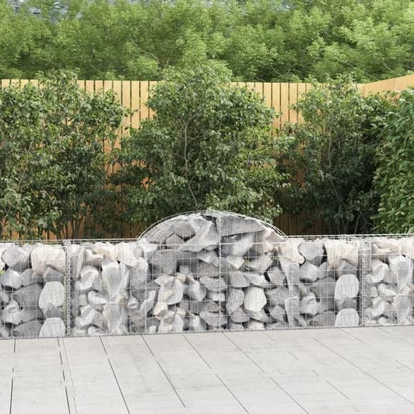 Maison Exclusive - Bågformade gabionkorgar 2 st 200x50x60/80 cm Galvaniserat stål silver-