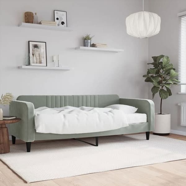 Maison Exclusive - Dagbädd med ljusgrå madrass 90x200 cm sammet ljusgrått