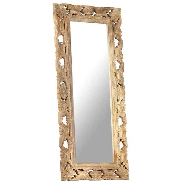 Maison Exclusive - Håndskåret spejl Brun 110x50 cm Mango træ brun