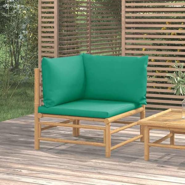 Maison Exclusive - U-formad trädgårdsoffa med bambugröna kuddar Bambu grön