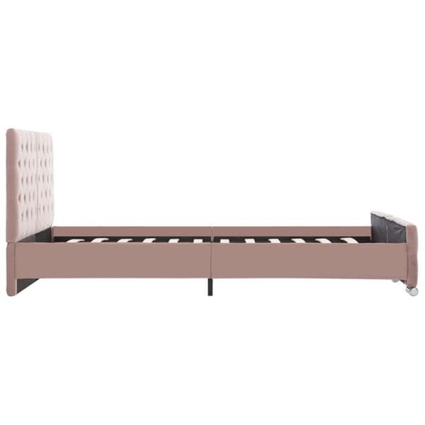 Sengestel - EKSKLUSIV HUS - Rosa Velour - 140x200 cm - Velour - Lamelseng Ros