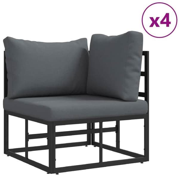Maison Exclusive - 10-delars trädgårdsoff-set i svart aluminium Svart
