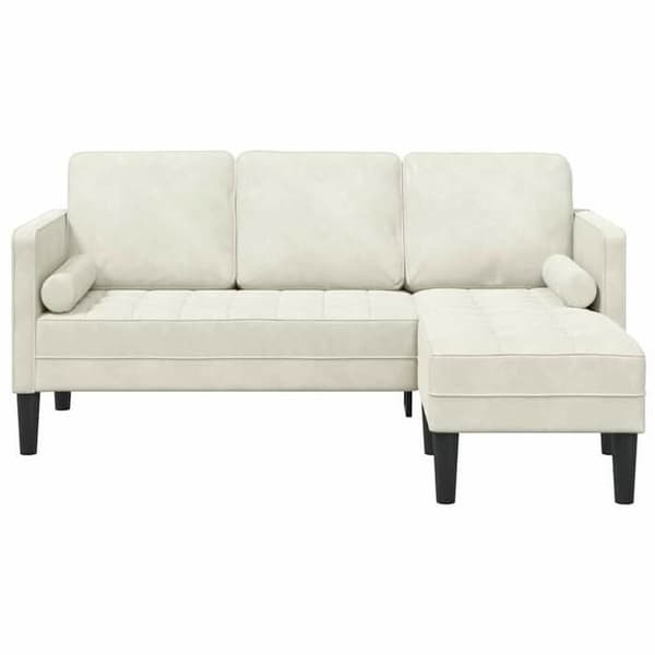 Soffa - EXKLUSIVT HUS - Modulär sektionsoffa - Cremefärgad polyester sammet - Trästruktur - Mjuk sits Grädde