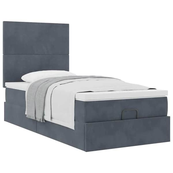 Maison Exclusive - Ottoman sängram med mörkgrå madrass 100x200 cm sammet