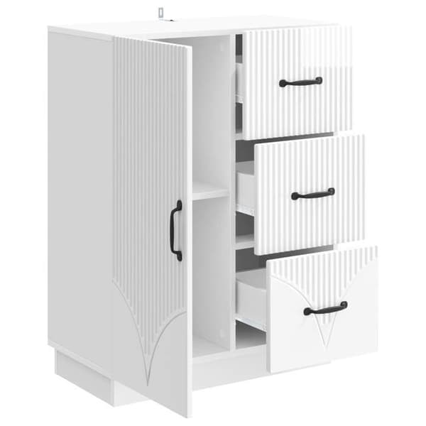 Maison Exclusive - Hvid glans buffet 66 x 34,5 x 87 cm Ingeniørtræ