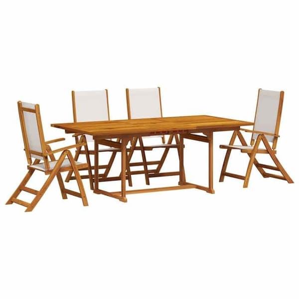 Maison Exclusive - Trädgårdsset 5 delar i solid akaciaträ och textilene