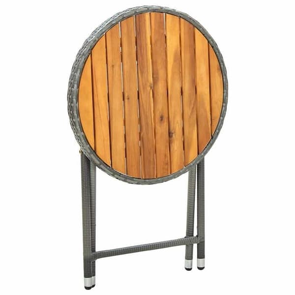 Maison Exclusive - Grått tebord 60 cm i flätad resin och solid akaciaträ